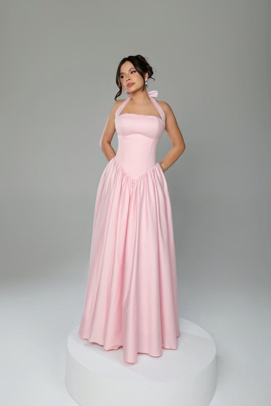 Vestido Beatrice rosa longo Leblour